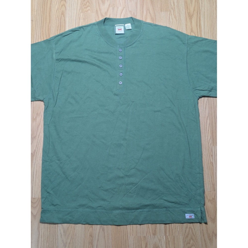 Levi's Mens Short Sleeve Henley T-Shirt Solid Green XL